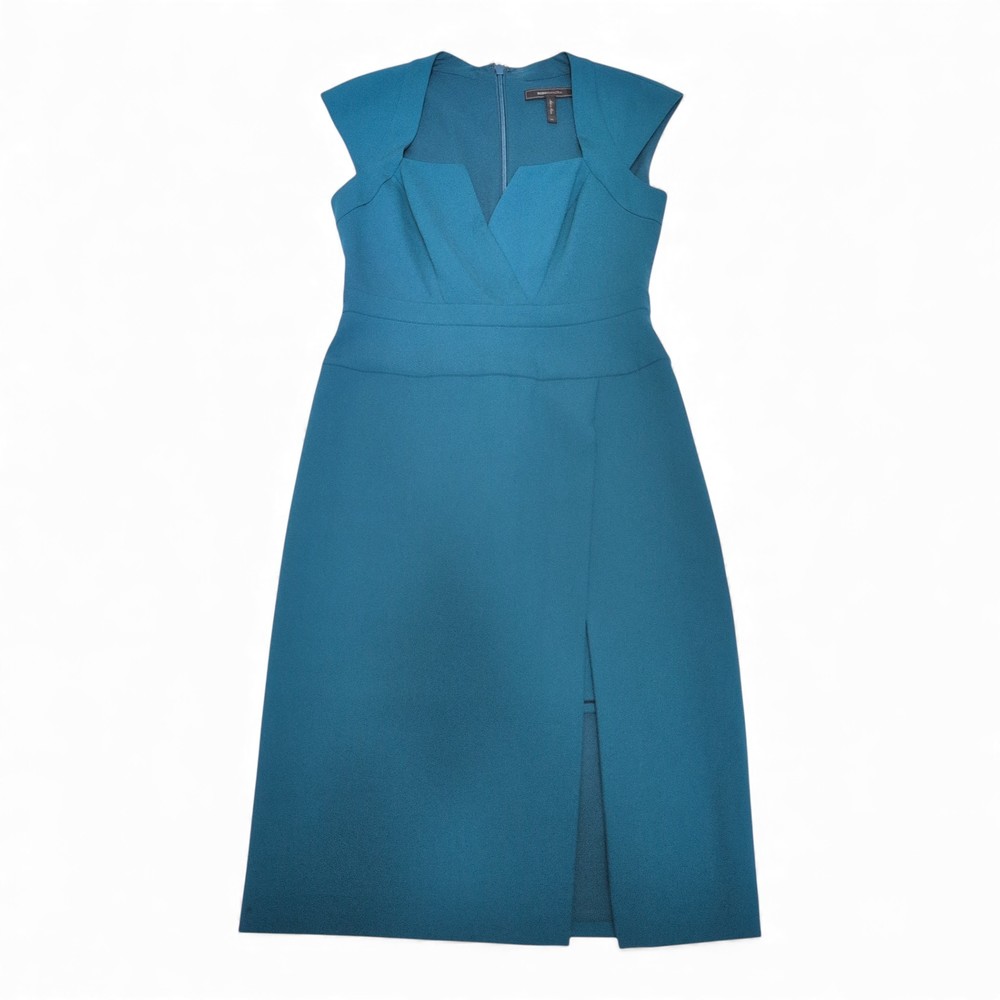 BCBGMAXAZRIA Green Structured Midi Dress - Size 4